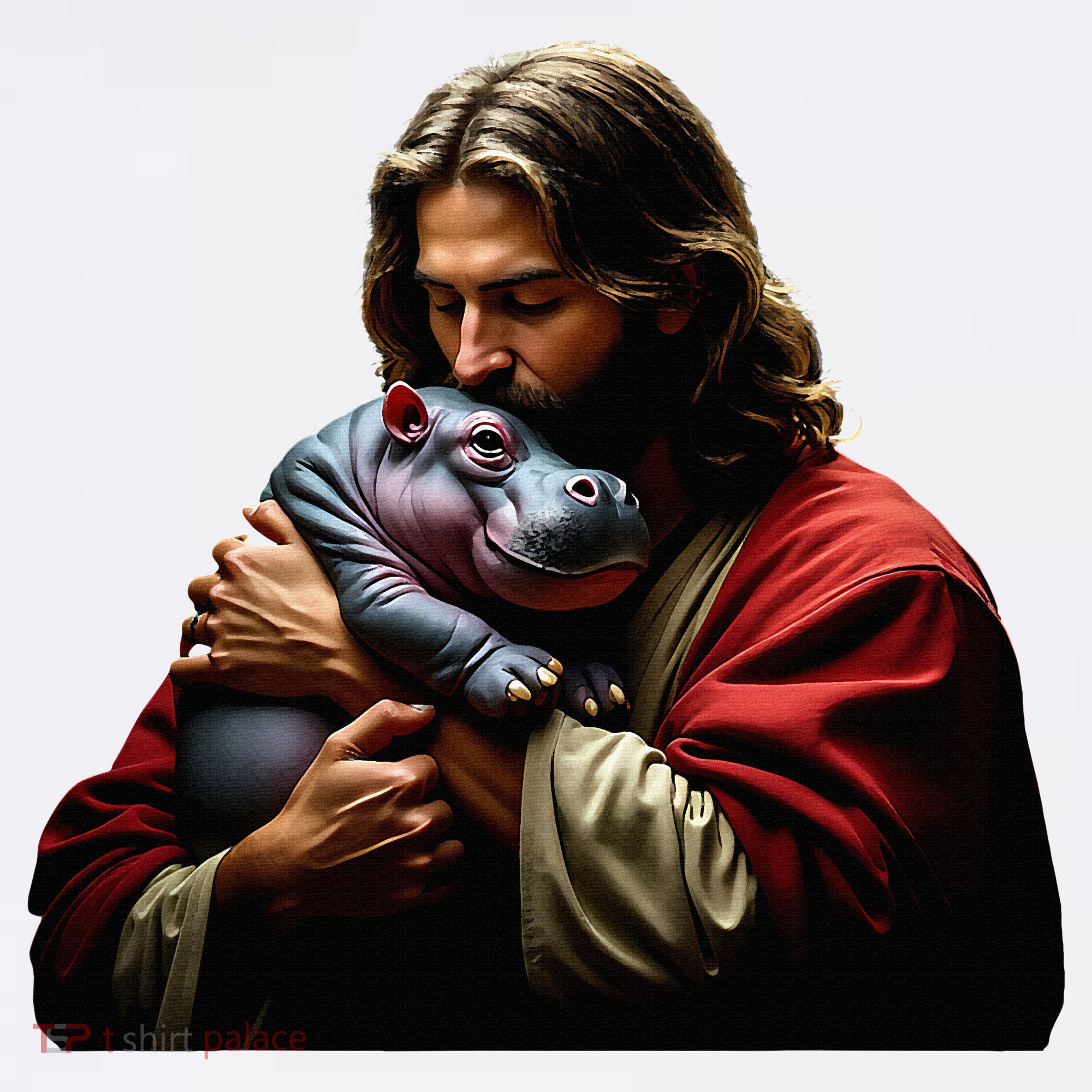 Moo Deng Jesus Christ Baby Hippo Animal Women's Hoodie