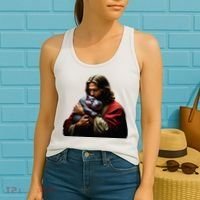 Moo Deng Jesus Christ Baby Hippo Animal Women's Tank Top thumb 2