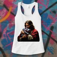 Moo Deng Jesus Christ Baby Hippo Animal Women's Tank Top thumb 3