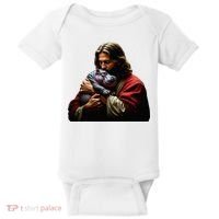 Moo Deng Jesus Christ Baby Hippo Animal Baby Bodysuit thumb 0