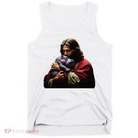 Moo Deng Jesus Christ Baby Hippo Animal Tank Top thumb 0