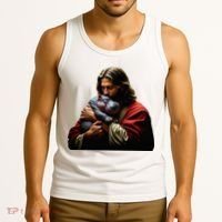 Moo Deng Jesus Christ Baby Hippo Animal Tank Top thumb 3