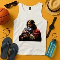 Moo Deng Jesus Christ Baby Hippo Animal Tank Top thumb 4