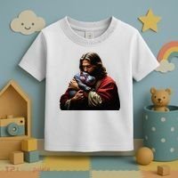 Moo Deng Jesus Christ Baby Hippo Animal Toddler T-Shirt thumb 3