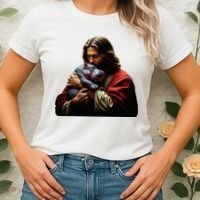 Moo Deng Jesus Christ Baby Hippo Animal Women's T-Shirt thumb 2
