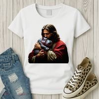 Moo Deng Jesus Christ Baby Hippo Animal Women's T-Shirt thumb 3