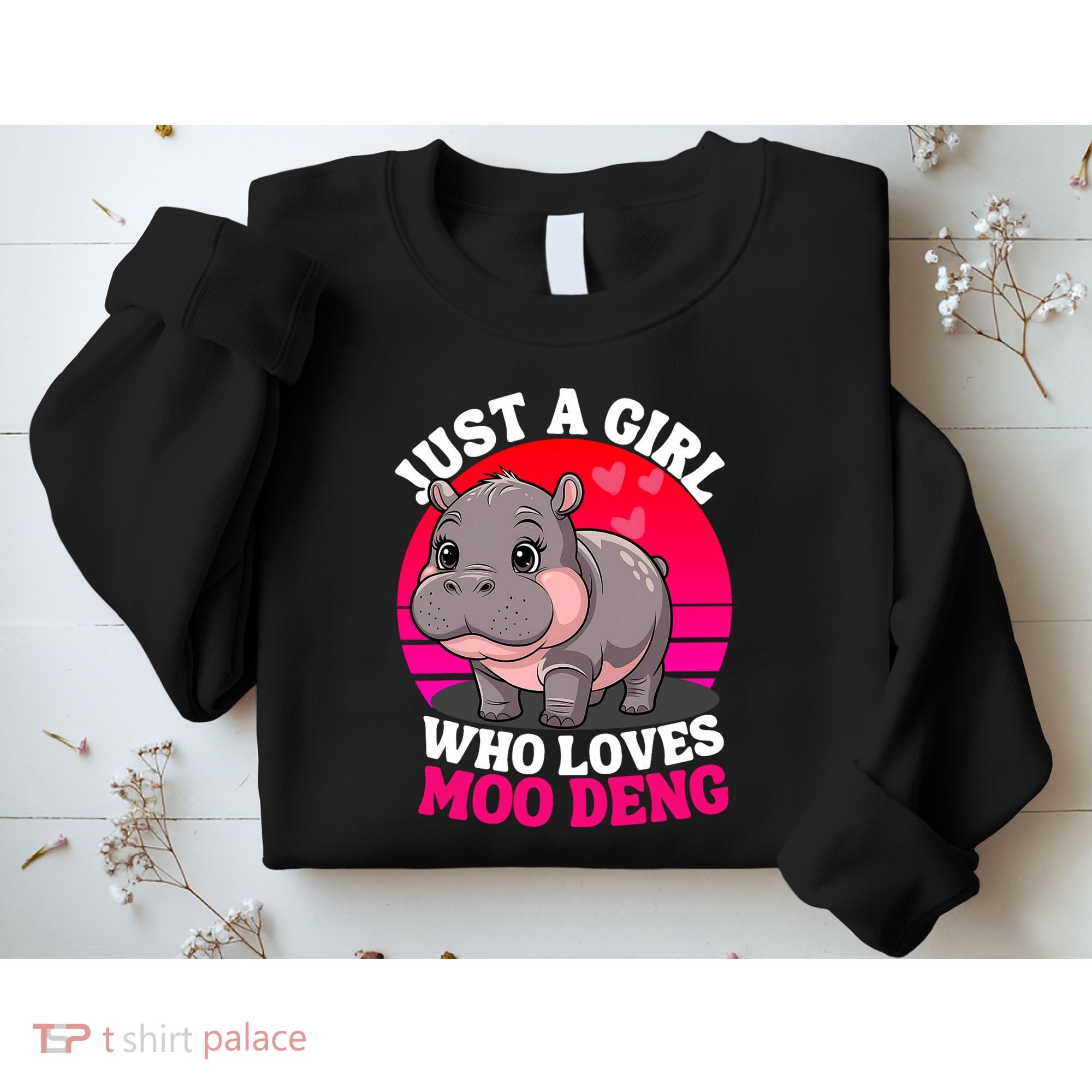 Moo Deng Just A Girl Who Loves Moo Deng Cute Baby Hippo Sweatshirt