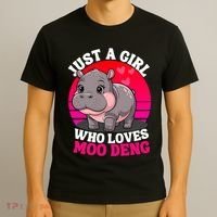 Moo Deng Just A Girl Who Loves Moo Deng Cute Baby Hippo T-Shirt thumb 3