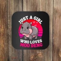 Moo Deng Just A Girl Who Loves Moo Deng Cute Baby Hippo Coaster thumb 0