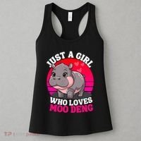 Moo Deng Just A Girl Who Loves Moo Deng Cute Baby Hippo Women's Tank Top thumb 3