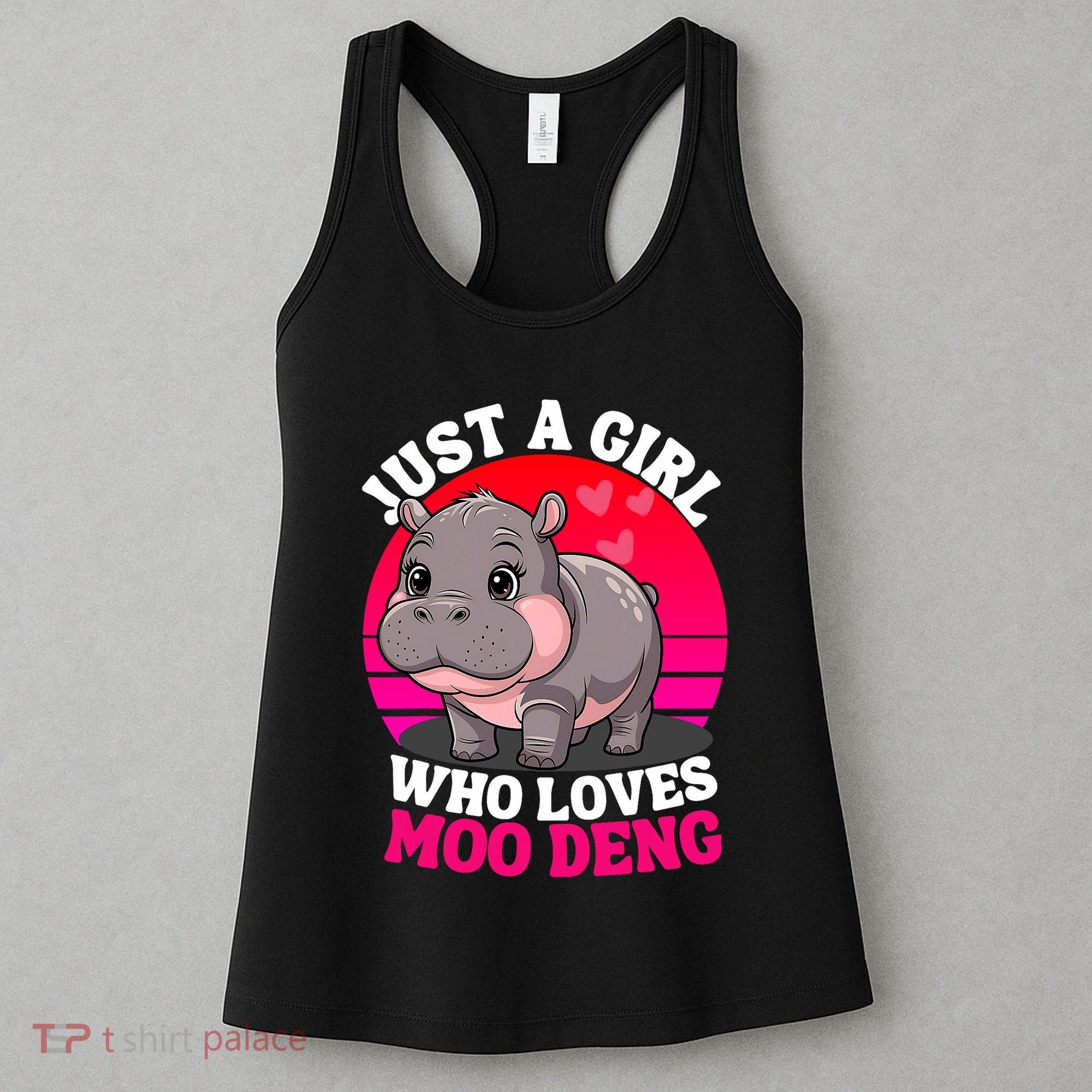 Moo Deng Just A Girl Who Loves Moo Deng Cute Baby Hippo Women's Tank Top