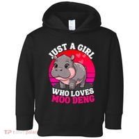 Moo Deng Just A Girl Who Loves Moo Deng Cute Baby Hippo Toddler Hoodie thumb 0