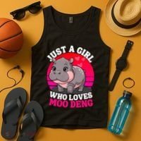 Moo Deng Just A Girl Who Loves Moo Deng Cute Baby Hippo Tank Top thumb 4