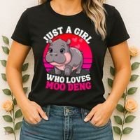 Moo Deng Just A Girl Who Loves Moo Deng Cute Baby Hippo Women's T-Shirt thumb 2