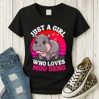 Moo Deng Just A Girl Who Loves Moo Deng Cute Baby Hippo Women's T-Shirt thumb 3