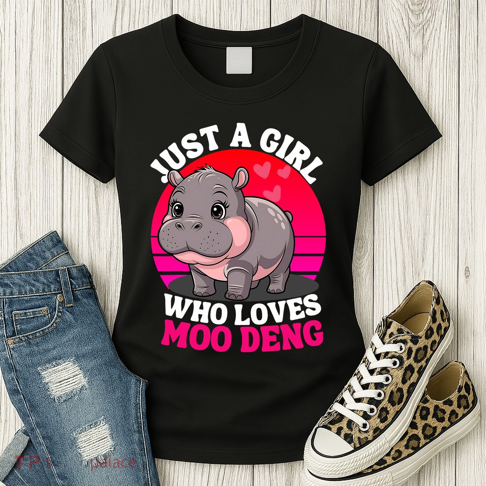 Moo Deng Just A Girl Who Loves Moo Deng Cute Baby Hippo Women's T-Shirt