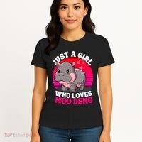 Moo Deng Just A Girl Who Loves Moo Deng Cute Baby Hippo Women's T-Shirt thumb 4
