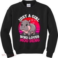 Moo Deng Just A Girl Who Loves Moo Deng Cute Baby Hippo Kids Sweatshirt thumb 0