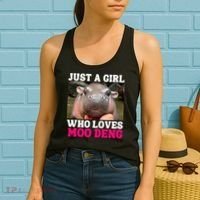 Moo Deng Just A Girl Who Loves Moo Deng Cute Baby Hippo Women's Tank Top thumb 2