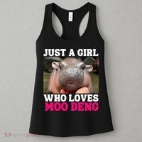 Moo Deng Just A Girl Who Loves Moo Deng Cute Baby Hippo Women's Tank Top thumb 3