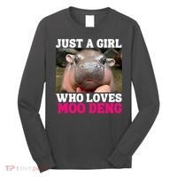 Moo Deng Just A Girl Who Loves Moo Deng Cute Baby Hippo Long Sleeve Shirt thumb 0