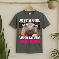 Moo Deng Just A Girl Who Loves Moo Deng Cute Baby Hippo T-Shirt thumb 2
