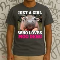 Moo Deng Just A Girl Who Loves Moo Deng Cute Baby Hippo T-Shirt thumb 3