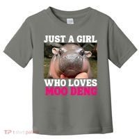 Moo Deng Just A Girl Who Loves Moo Deng Cute Baby Hippo Toddler T-Shirt thumb 0