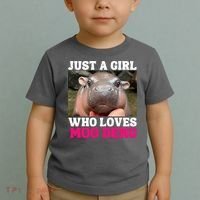 Moo Deng Just A Girl Who Loves Moo Deng Cute Baby Hippo Toddler T-Shirt thumb 2
