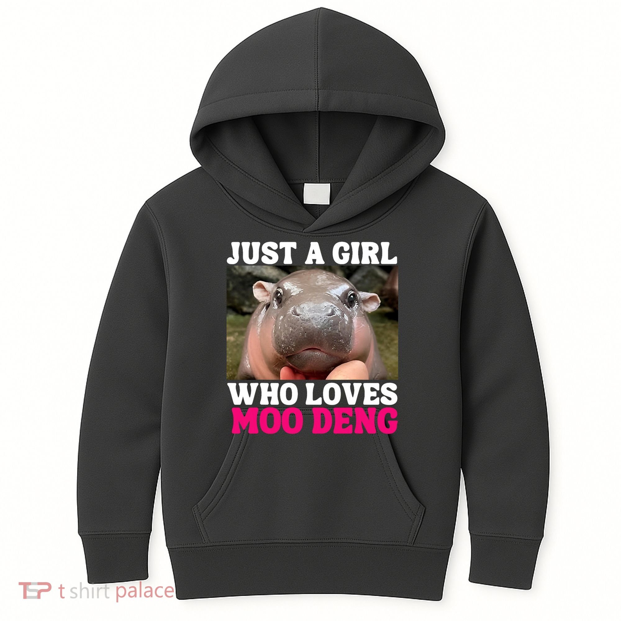Moo Deng Just A Girl Who Loves Moo Deng Cute Baby Hippo Kids Hoodie