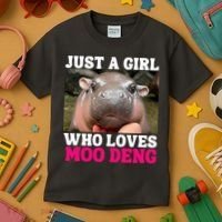 Moo Deng Just A Girl Who Loves Moo Deng Cute Baby Hippo Kids T-Shirt thumb 3