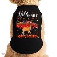Maple Deer Leaf Fall Autumn Red Truck Gift Doggie Tank thumb 0