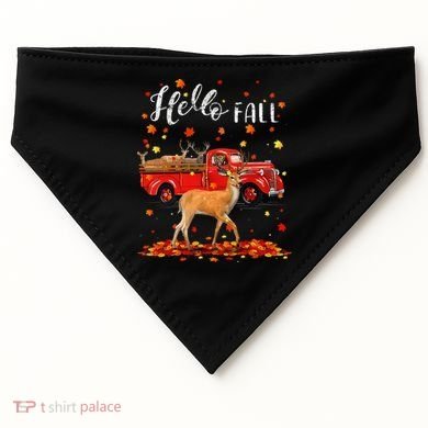 Maple Deer Leaf Fall Autumn Red Truck Gift USA-Made Doggie Bandana