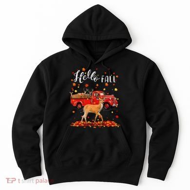 Maple Deer Leaf Fall Autumn Red Truck Gift Hoodie