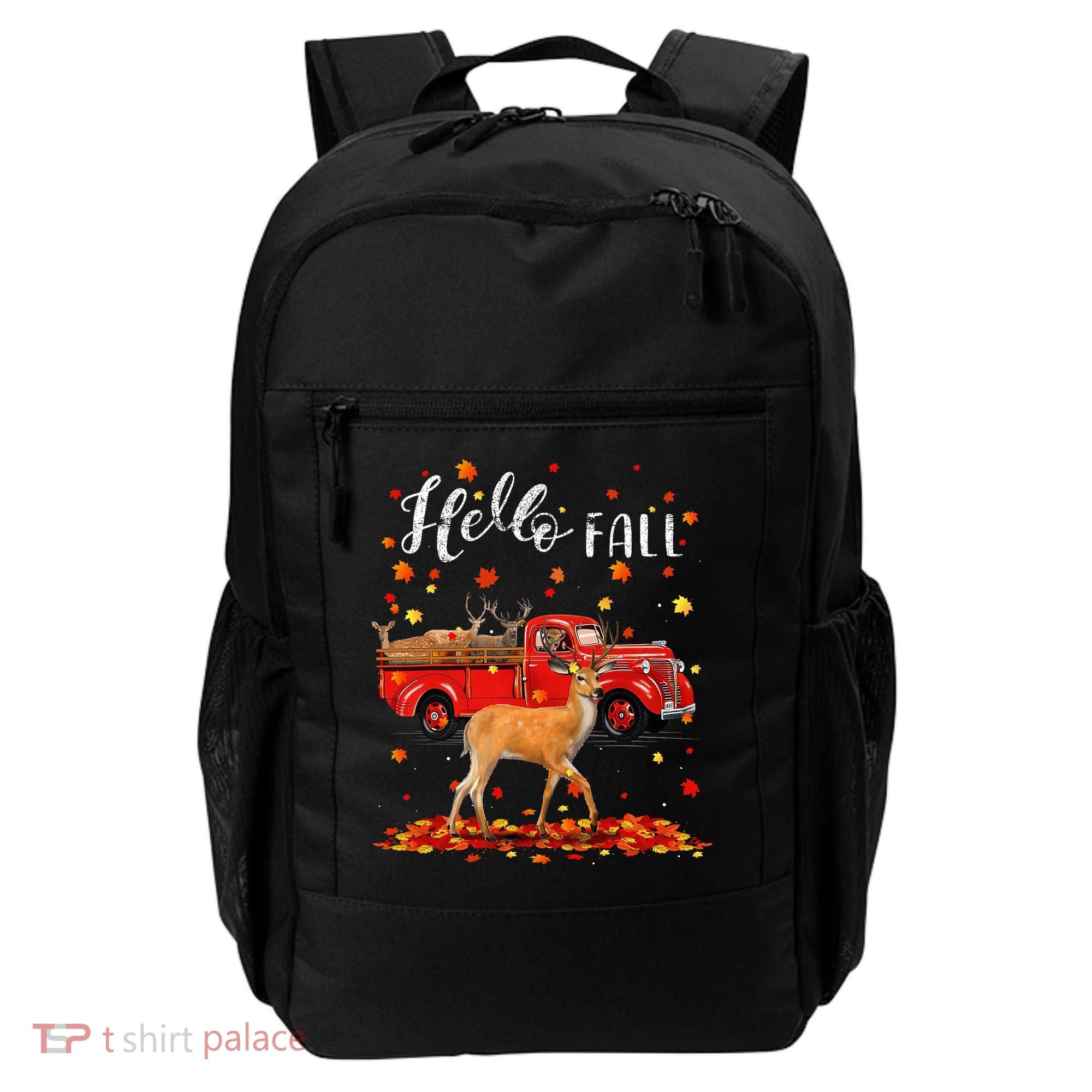Maple Deer Leaf Fall Autumn Red Truck Gift Backpack