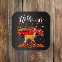 Maple Deer Leaf Fall Autumn Red Truck Gift Coaster thumb 0