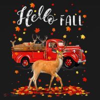 Maple Deer Leaf Fall Autumn Red Truck Gift Polo thumb 3