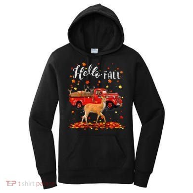 Maple Deer Leaf Fall Autumn Red Truck Gift Women's Hoodie