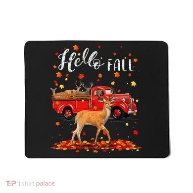 Maple Deer Leaf Fall Autumn Red Truck Gift Mousepad