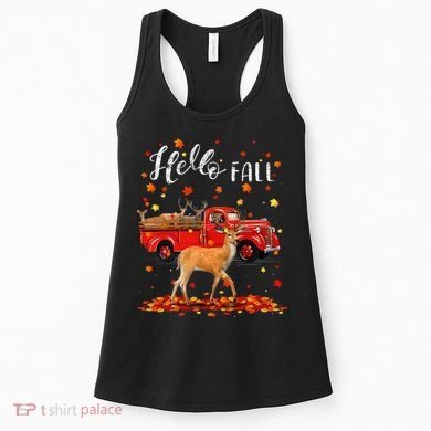Maple Deer Leaf Fall Autumn Red Truck Gift Women's Tank Top