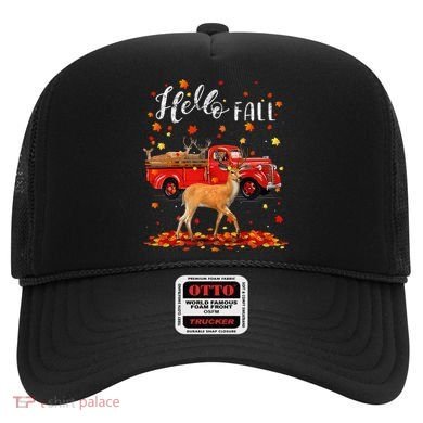 Maple Deer Leaf Fall Autumn Red Truck Gift Hat