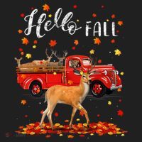 Maple Deer Leaf Fall Autumn Red Truck Gift Hat thumb 2