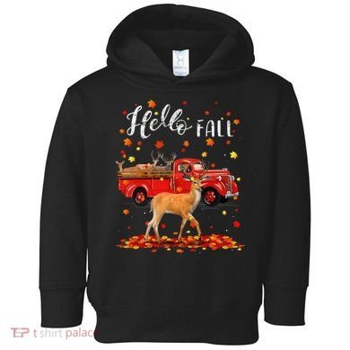 Maple Deer Leaf Fall Autumn Red Truck Gift Toddler Hoodie