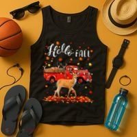 Maple Deer Leaf Fall Autumn Red Truck Gift Tank Top thumb 4