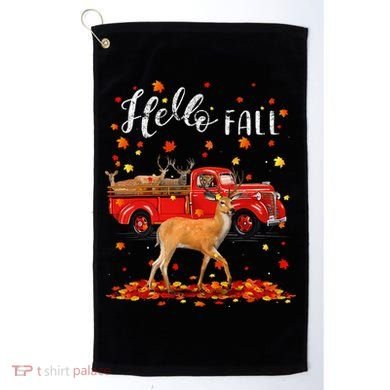 Maple Deer Leaf Fall Autumn Red Truck Gift Golf Towel