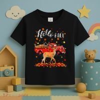 Maple Deer Leaf Fall Autumn Red Truck Gift Toddler T-Shirt thumb 3