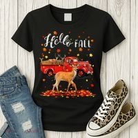 Maple Deer Leaf Fall Autumn Red Truck Gift Women's T-Shirt thumb 3