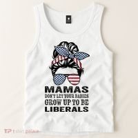 Mamas Don't Let Babies Grow Up To Be Liberals, USA Messy Bun Tank Top thumb 2