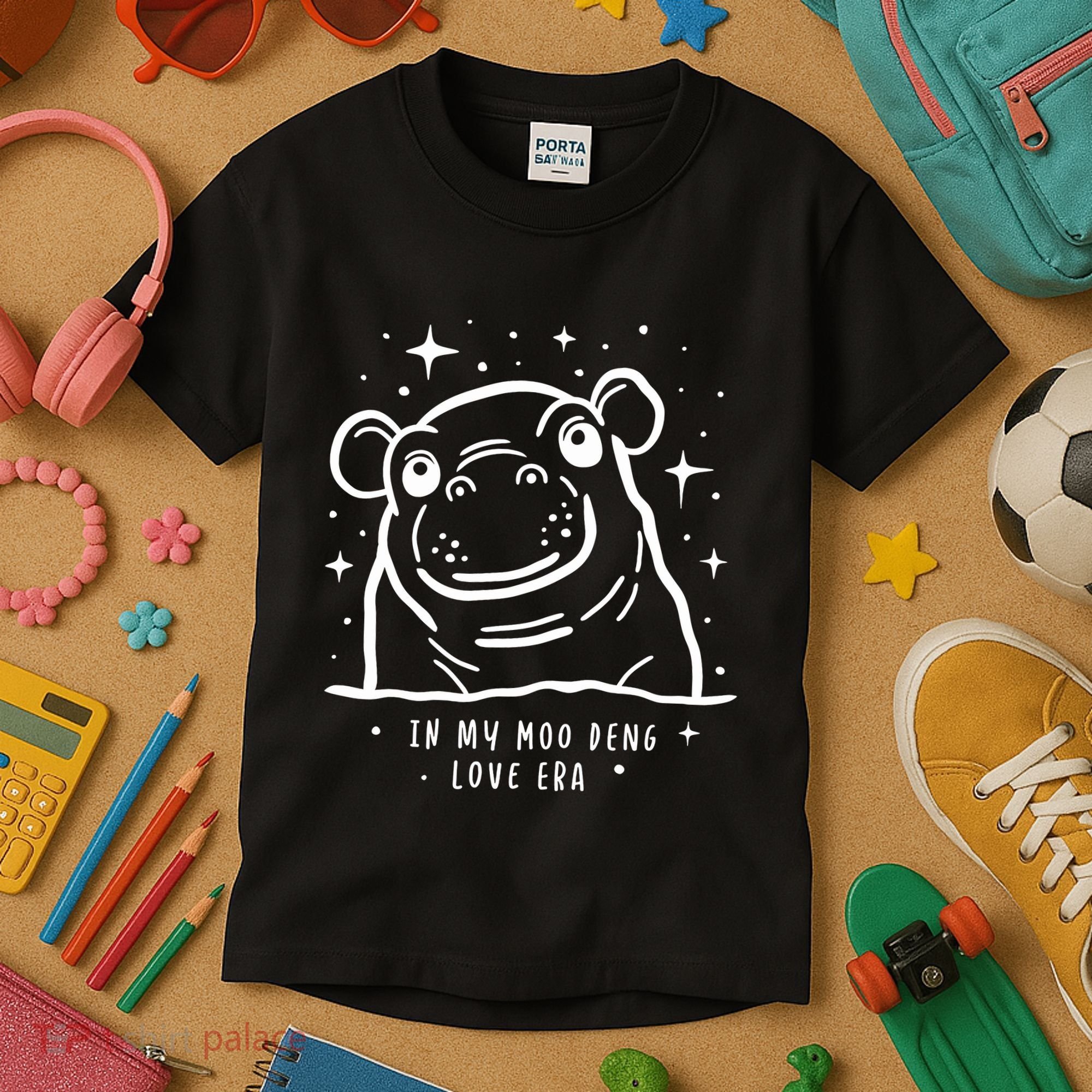 Moo Deng Love Era Minimalist Kids T-Shirt
