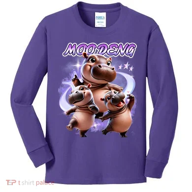 Moo Deng Kids Long Sleeve Shirt